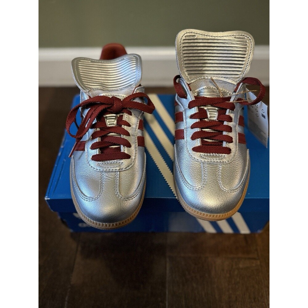 Size 6w - Adidas Samba LT Silver Metallic Preloved Ruby W - Picture 2 of 9